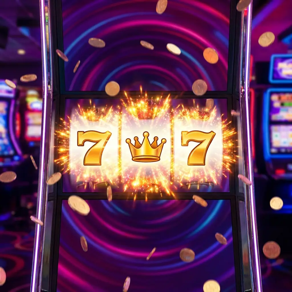 Świecący symbol jackpot z koroną — wizualizacja bonusu powitalnego kasyna